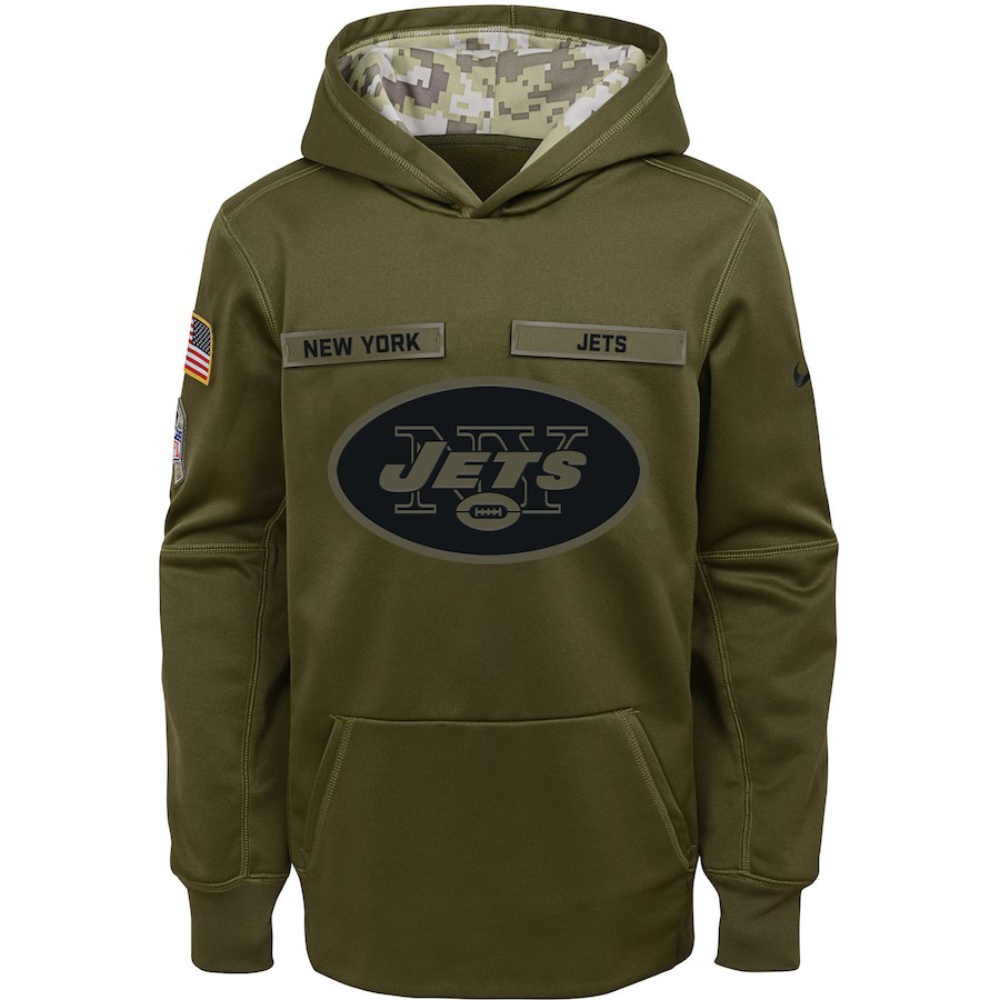 New York Jets Nike Youth Salute to Service Pullover Performance Hoodie Green